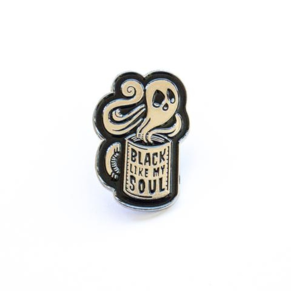 Black like my Soul Coffee Ghost In a mug pin goth - Picture 6 of 6